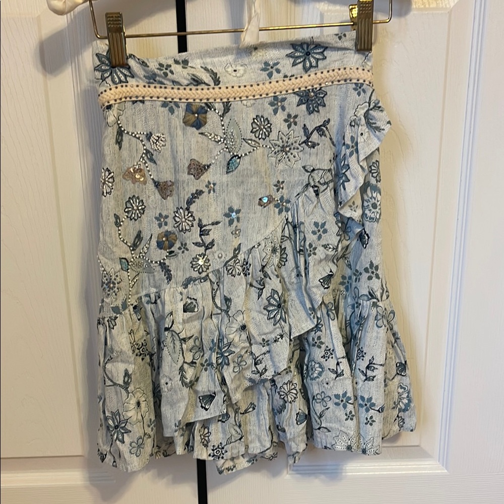 Floral Blue Ruffle Skirt